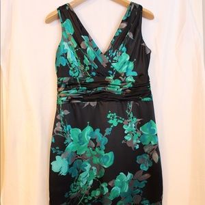 Black and green floral dress